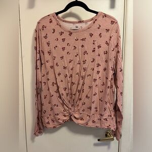 SO XXL pink flowered long sleeved shirt